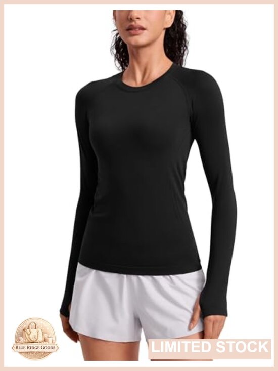 Tops - Seamless Running Top Hip Length Slim Fit Thumbholes